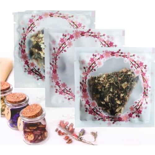 100pcs Cute colorful matte transparent flat pocket fruit tea flowers independent small plastic bag