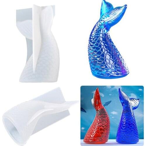 Stereo Mirror Mermaid Tail Backpack Ornament Silicone Mold Decorating Baking Tools Soap Mold Fish Fork Tail Sugar Craft Molds