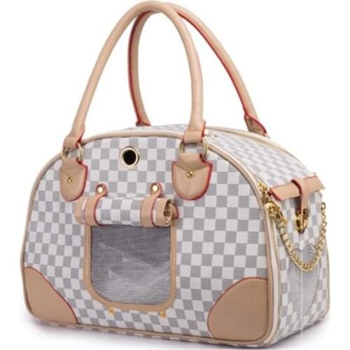 PU Leather Dog Carriers Luxury Puppies Tote Bag Handbag Fashion Pet Outdoor Travel Walking Hiking Shoulder Artificial Sling Bag