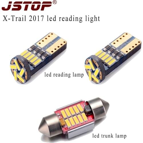 JSTOP 3pcs/set XTRAIL2017 led reading lights T10 W5W hihg quality festoon C5W 31mm 12V trunk bulbs canbus led wy5w reading lamps