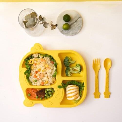 Baby Kids Children Cartoon Yellow Duck PP Plate Feeding Tableware
