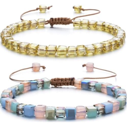 ZMZY 2pcs Mixed Bohemian Handmade Beaded Bracelet Adjustable Friendship Crystal Beads Bracelets for Women Jewelry Party Gift