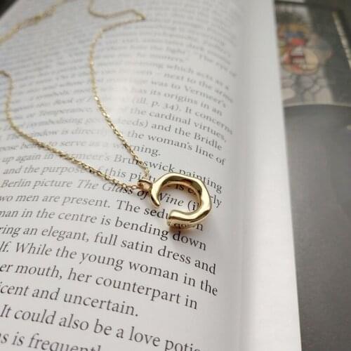 925 Sterling Silver Geometric Necklace Womens Style Collarbone Chain Fashion Jewelry Necklace Letter C Charm Necklaces