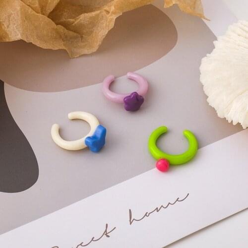 U-Magical Summer Sweet Resin Contrast Color Star Butterfly Open Ring for Women Statement Contrasted Index Finger Ring Jewelry