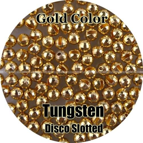 Gold Color, 100 Tungsten Beads, Disco Slotted, Fly Tying, Fly Fishing