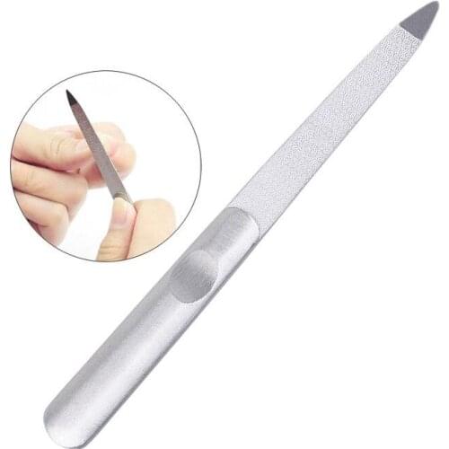 1PC Professional Stainless Steel Nail File Buffer Metal Double Side Grinding Rod Manicure Pedicure Scrub Nail Arts Tools Thick