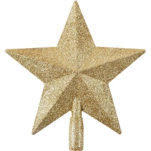 1PC Christmas Star Christmas Tree Toppers Gold Powder Christmas Tree Ornaments Xmas Decoration Christmas Tree Star