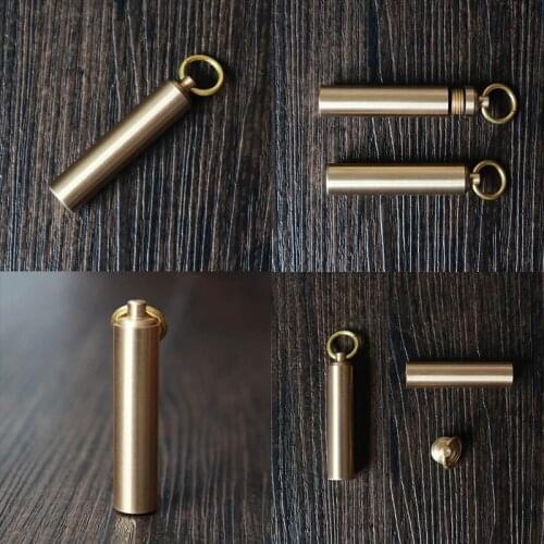 1pc High Quality Pill Case Waterproof Brass Pill Box Container Keychain Gifts Bottle Medicine Metal Case Holder Drug C8R8