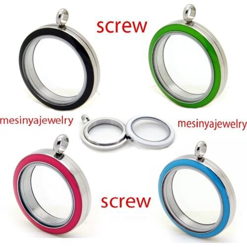 10pcs screw twist closure Stainless steel 30mm glass locket for floating charms xmas mothers