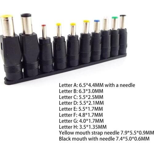 10 in 1 5.5X 2.1 MM DC female jack plug adapter power Connectors to DC male 6.3 6.0 5.5 4.8 4.0 3.5 2.5 2.1 1.7 1.35 Male Tips