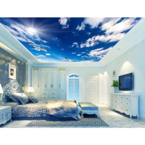 1827 Pigeons Flying in the Blue Sky Printing stretch ceiling film for workshop ceiling decoration