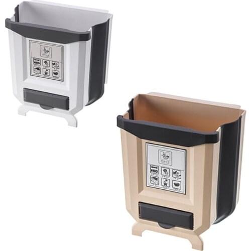 2Pcs Hanging Trash Can Folded with Trash Bag Storage Slot,for Kitchen,Small Waste Garbage Can/Trash Bin