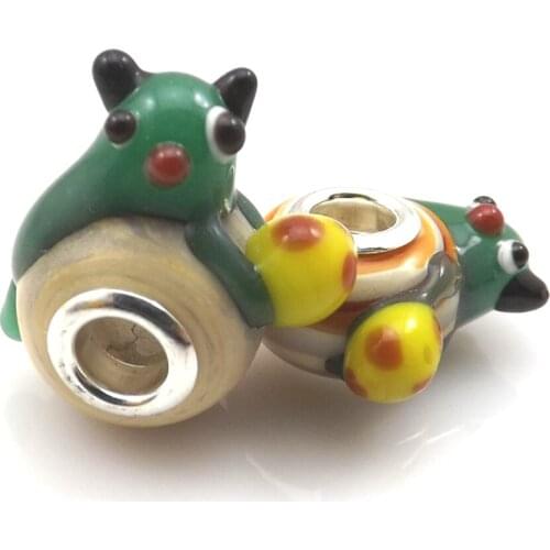 24pcs/lot Cute Cat Shape Glass Beads Big Hole Charm Beads For European Bracelet