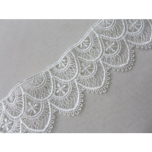 5 Yards New Scalloped Venice Cutwork Embroidery Floral Lace Trim Fabric For Jewelry Design, Home Decor