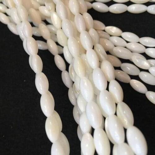 Natural White Shell Stone Loose Beads High Quality 5x10mm Smooth Oval DIY Gem Necklace Bracelet Jewelry Accessories 38cm wk303