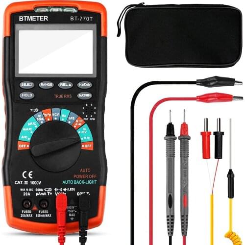 True RMS Digital Multimeter Tester 6000 Counts Measure Voltage Current Amp Resistance Diodes Continuity Duty-Cycle Capacitance