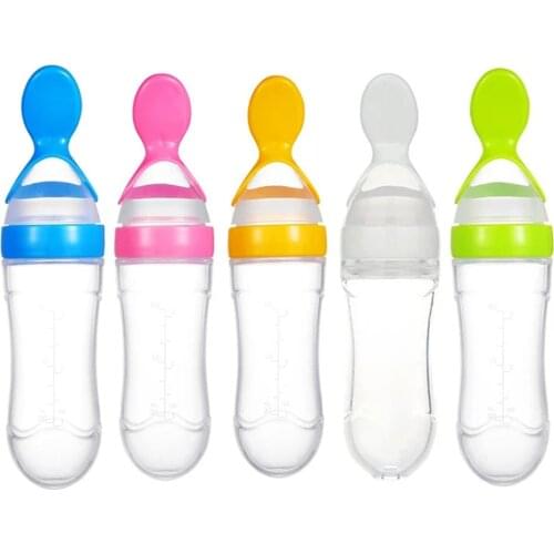 Baby Rice Paste Bottle Baby Silicone Milk Bottle Feeding Spoon For Baby Silicone Squeeze Rice Paste Bottle Baby Feeding Tools