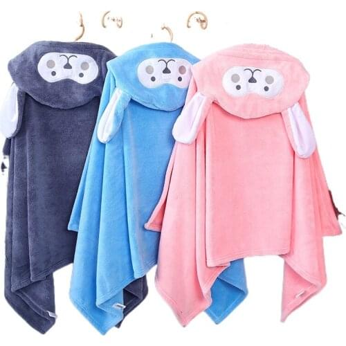 Childrens Bath Towel Cape Coral Velvet Cartoon Bath Thickened Hooded Bath Towel Childrens Robe Baby Clothes Bathrobe