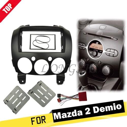 Double Din Radio Fascia for Mazda 2 Demio 2007+ Stereo Panel Dash Installation+ISO Wire Adapter Antenna Socket Trim Kit Frame 2d