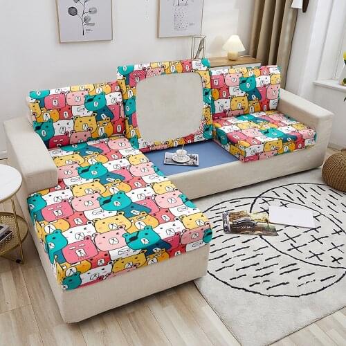 Cartoon Print Elastic Seat Cushion Cover Stretch Sofa Covers for Living Room Furniture Protector Sofa Slipcover Couch Cover
