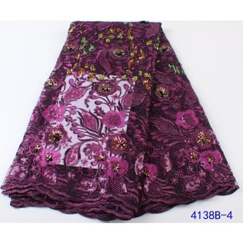 XIYA French Tulle Lace Fabric Sequins 3D Emroiderey African Mesh Lace Fabric High Quality Sequins Lace For Wedding 4138B