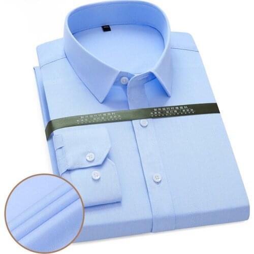 Quality Mens Dress Shirts Official Business Long Sleeve Bamboo Fiber Striped Shirt for Men Casual Regular Fit without Pocket New