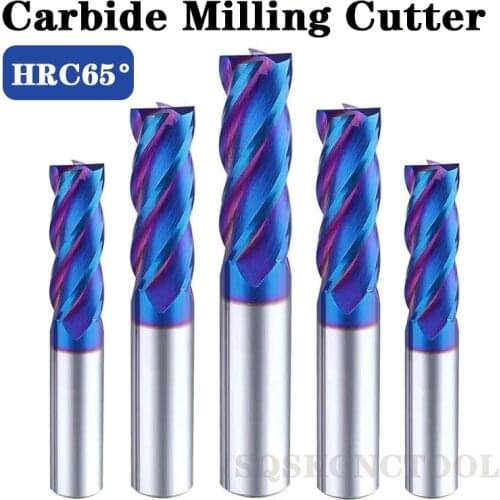 SQ Carbide End Mill Aluminium HRC65 4F 2F Milling Cutter Coating Tungsten Steel Cutting Tool CNC Maching Milling Tools Endmils
