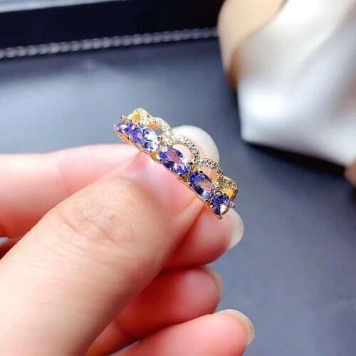 Natural High Purity Tanzanite S925 Row Ring Luxurious Fine Fashion Charming Wedding Jewelry for Women Free Shipping