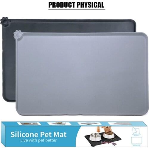 Pet Food Pad Pet Bowl Drinking Mat Dog Feeding Placemat For Dog Cat Solid Color Silicone Waterproof Pet Mat Easy Washing