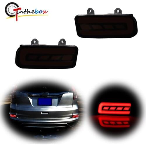 Red LED Car Rear Bumper Reflector Tail Brake Light w/ Sequential Turn Signal Light, Rear Fog Light kit For 2015-2016 Honda CR-V