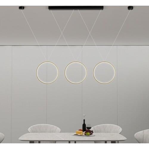 Round Rings LED Pendant For Kitchen Bedroom Dining Table Living Room Coffee Bar Office Restaurant Foyer Villa Indoor Simple Lamp