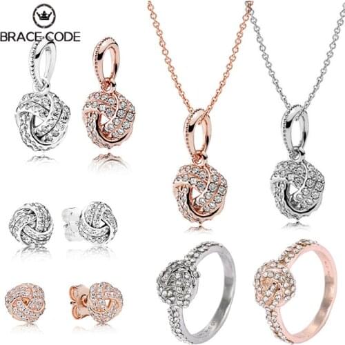 BRACE CODE New Spring Flower Bud Series Charms Pendant Bead Pendant Earring Clip Necklace Fine Jewelry Set