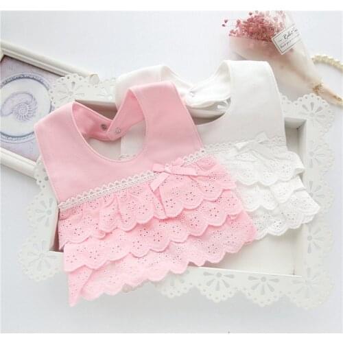 Baby Girl Bibs 2 Colors 1Pcs Lace Bow Burp Cloth Infant Clothes Accessories Cotton Cute Saliva Towels Korean Style