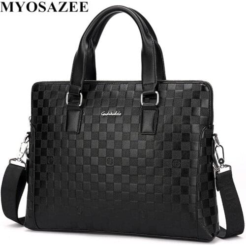 New Embossed Male Handbag Business Document Computer Bag Two Single Shoulder Skew Spanning Bags