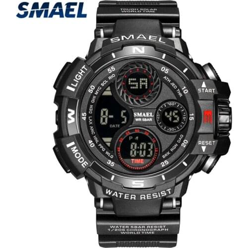 New Mens Watches 2020 SMAEL Sport Wristwatch Digital Quartz Alarm Clock Stopwatch Big Dial Watch 8022 Waterproof Watch For Men
