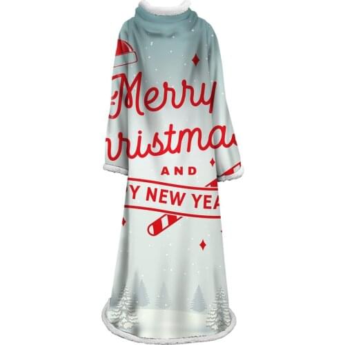 Merry Christmas Snowman Blanket For Adult Sweatshirt Pullover Sofa TV Nap Blanket With Sleeve Pocket Wearable Office Blankets
