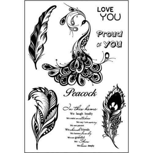 Peacock Transparent Clear Silicone Stamp Seal Scrapbooking Stencil Coloring Diary Accessories Decorative Office School Supplies