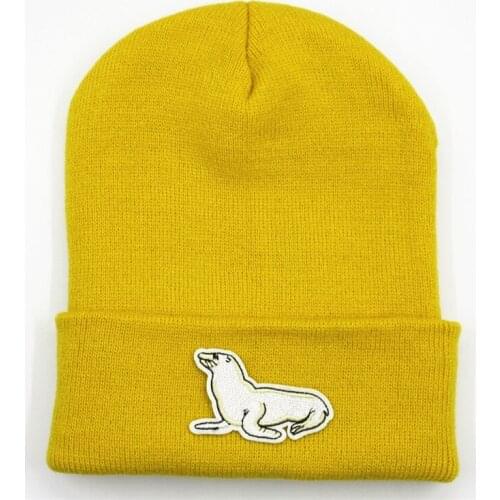 Seal embroidery Thicken knitted hat winter warm hat Skullies cap beanie hat for kid men women 94