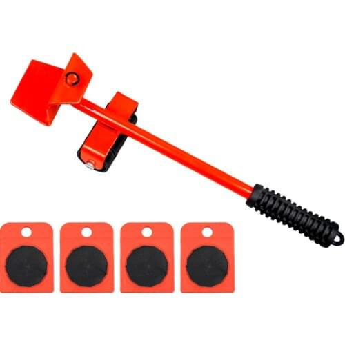 5Pcs Portable Household Furniture Moving Lifter Heavy Object Mobile Device Metal Crowbar Handling Tools Wheel Bar Mover Device