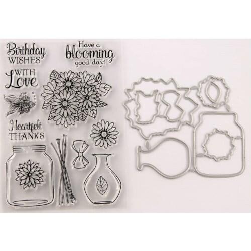 YINISESilicone Clear Stamps CUTTING DIES For Scrapbooking STENSICLS FLOWERSDIY PAPER Album Cards MAKING Transparent RUBBER Stamp