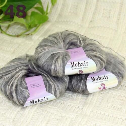 Sale New 3BallsX25g Luxury Soft Mohair Warm Wrap Shawl Hand Knit Crochet Yarn 291-48 Gray Multi
