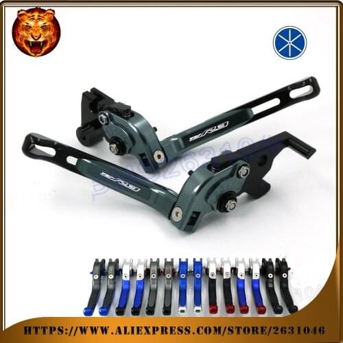 Adjustable Folding Extendable Brake Clutch Lever For YAMAHA YZFR3 YZF-R3 R3 YZF 16 NEW STYLE Motorcycle RED BLUE with logo