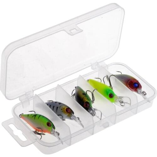 5pcs Minnow Fishing Lure Crank Bait Hooks Bass Tackle 5cm/4.2g Hard Bait
