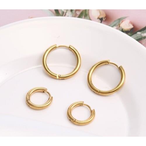 Small Mini Round Creole Hoop Earrings Fashion Stainless Steel Circle Loop Earring Women Men Punk Jewelry Pendientes