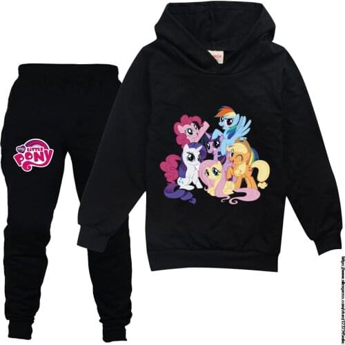 Girl Clothes Sets Spring Autumn My Little Baby girl pony Pullover Hoodie Tops + Pants Outfits Casual Childs Tracksuit 2-16years