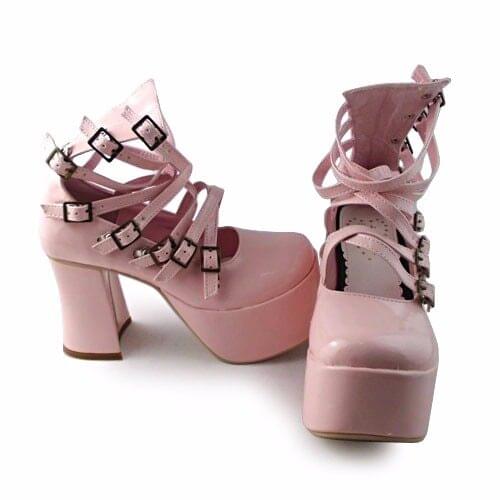 Princess sweet lolita gothic lolita shoes custom lolita cos punk ultra high heels belt the queen shoes an9804 1 - black