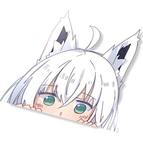 Anime Fubuki Peeker Big Head Vinyl Cartoon Car Sticker JDM Rear Windshield Trunk Peek Decals Graphics 13cm X 12.1cm