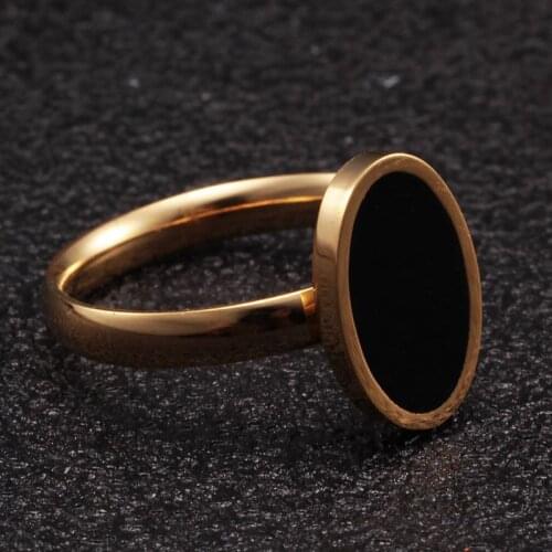 Vintage Black Oval Design Stainless Steel Charm Wedding Party Charm Rings Brand Men Women Fashion Rings anillo Jewelry