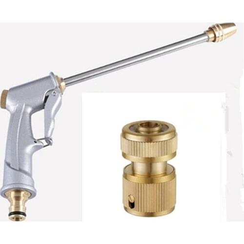 Water Gun With 1/2" Flow Connector Car Washer Water Jet Garden Hose Wand Nozzle Sprayer Watering Spray Sprinkler Cleaning Tool