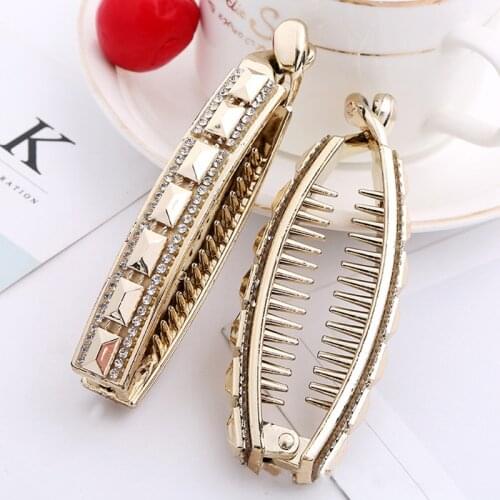Hair Clip Clamp for Girls Women Gold Rhinestone Hairpins Hair Accessories Hair Barrettes Hot Sale Elegant Clips Ponytail Ladies